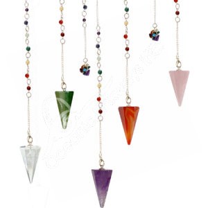 Mixed Stones Hexagonal Pendulum with Chakra Chain & Chips