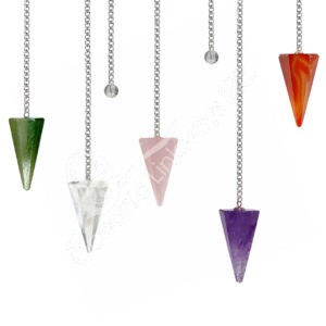 Mixed Stones Hexagonal Pendulum with Plain Chain