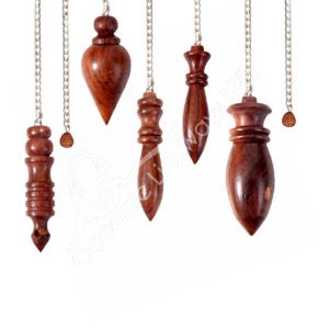 Mixed Acacia Wood Shapes Pendulum with Plain Chain