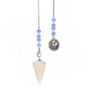 Hexagonal Opalite Glass Beads Chain with Charm Pendulum