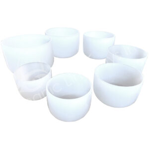 White Frosted Singing Bowls (Set of 7)