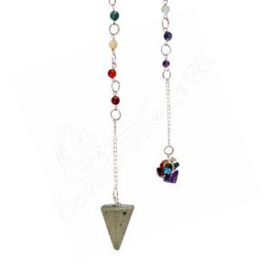 Pyrite Hexagonal Pendulum with Chakra Chain & Chips