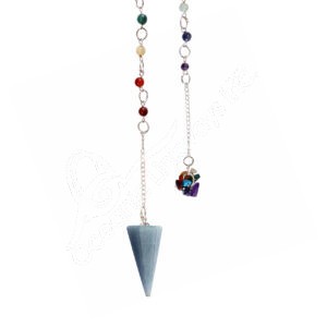 Angelite Hexagonal Pendulum with Chakra Chain & Chips