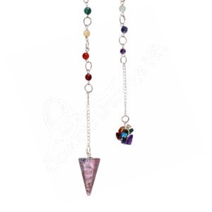 Rhodonite Hexagonal Pendulum with Chakra Chain & Chips