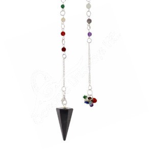 Shungite Hexagonal Pendulum with Chakra Chain & Chips