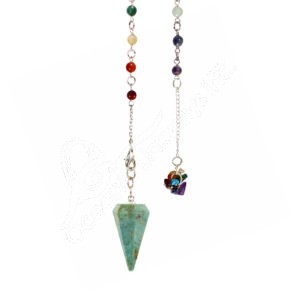 Turquoise Hexagonal pendulum with Chakra Chain & Chips