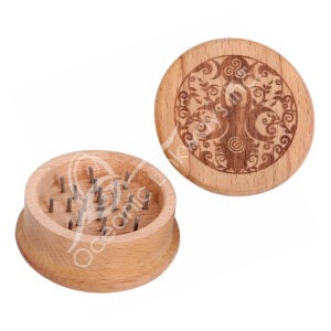 Wood Grinder for Herbs with Engraved Goddess