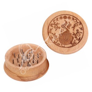 Wood Grinder for Herbs with Engraved Cauldron