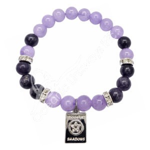 Lavender Jade and Lepidolite with Book of Shadows Charm Bracelet