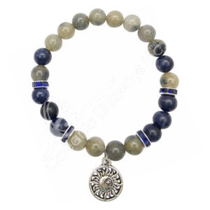 African K2 & Sodalite Beads Bracelet with Celestial Charm