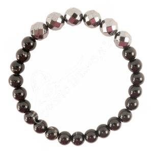 Faceted Black Obsidian & Hematite Bracelet