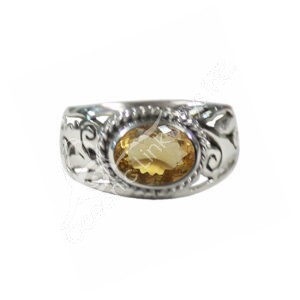 Faceted Citrine Sterling Sliver Jali Ring