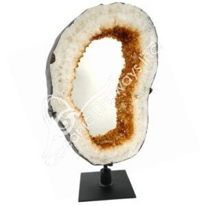 Druzy Citrine Mirror on Metal Base