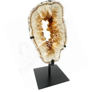 Druzy Citrine Mirror on Metal Base