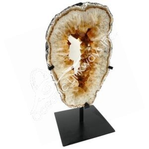 Druzy Citrine Mirror on Metal Base