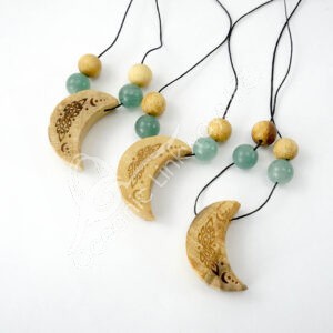 NECKLACE - PALO SANTO HALF MOON ENGRAVED CELTIC KNOT (PK 3)