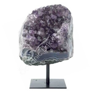 Amethyst Uruguayan B Polished Geode on Metal Stand