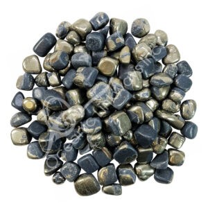 Pyrite with Black Magnetite Tumbled Stones