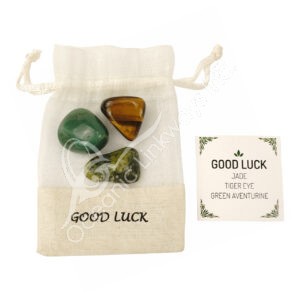 Jade, Tiger Eye & Green Aventurine Good Luck Tumbled Stone Kit