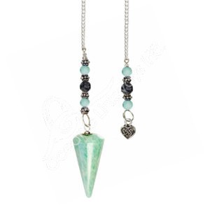 Amazonite Pendulum with Celtic Heart Charm and beaded Chain