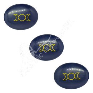 Black Obsidian Palm Stone with Triple Moon Engraved