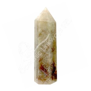 Polished Crystal Quartz with Green Rutile Obelisk