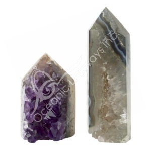 Polished Sides Agate Obelisk with Druse
