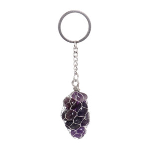Amethyst in Net Wire Bag Keychain