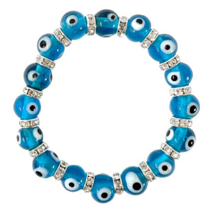 Aqua Glass Evil Eye Bracelet