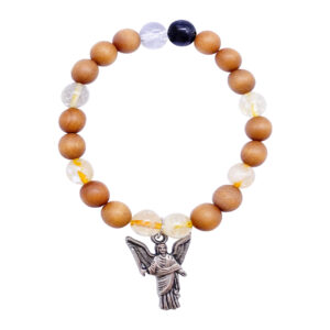 Wood & Citrine Bracelet with Archangel Uriel Charm (Peace)