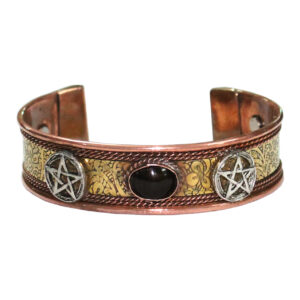 Pentacle with Black Stone Copper Bracelet