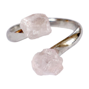 African Rose Quartz Adjustable Metal Ring 20-22 mm