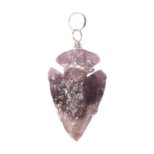 Natural Amethyst Arrowhead Wire Wrapped Pendant