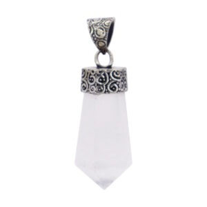 Selenite Faceted Point pendant with cap