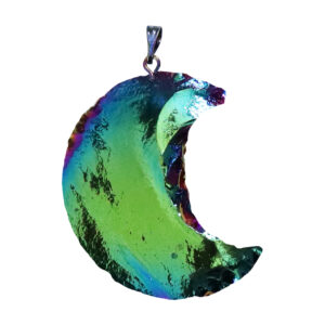 Agate with Rainbow Plating Moon Pendant