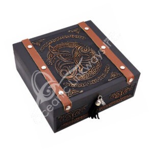 Black Wood Box with Dragon Engraved