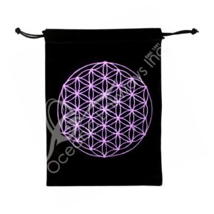 Black Velvet bag with Embroidery Flower of Life