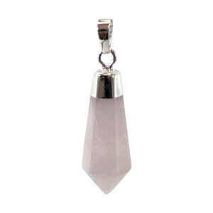 Rose Quartz Diamond Shape Pendant 1.5-1.75"