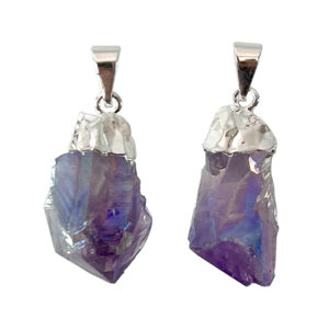 Rough AB Plated Amethyst Pendant 1.5-1.75"