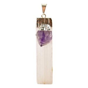 Selenite with Amethyst Point Pendant
