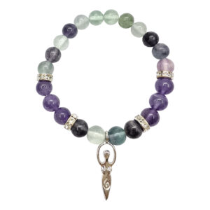 Amethyst & Fluorite Beads Bracelet with Goddess Charm