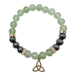 Green Aventurine and Hematite with Triquetra Charm Bracelet