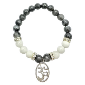 Labradorite and Rainbow Moonstone with OM Charm Bracelet