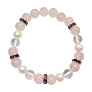 Rose Quartz and Crystal Quartz Pearls Elastic Bracelet