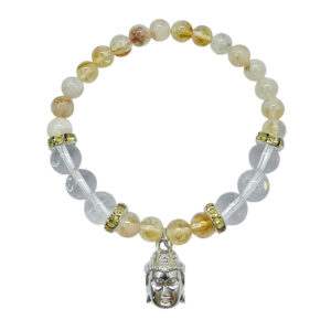 Bracelet Citrine and Crystal Quartz with Buddha Charm