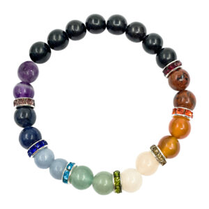 Shungite & Chakra Beads Bracelet (8-8.5 mm)