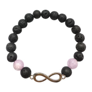 Lava and Kunzite with Infinity Charm Elastic Bracelet