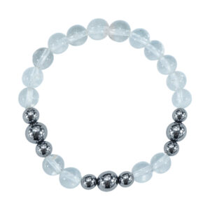 Terahertz & Crystal Quartz Bracelet 8-8.5 mm 7.15-7.25"