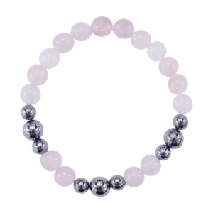 Terahertz & Rose Quartz Beads Bracelet (8-8.5 mm)