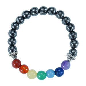 Chakra & Hematite Bracelet (8-8.5 mm Beads)